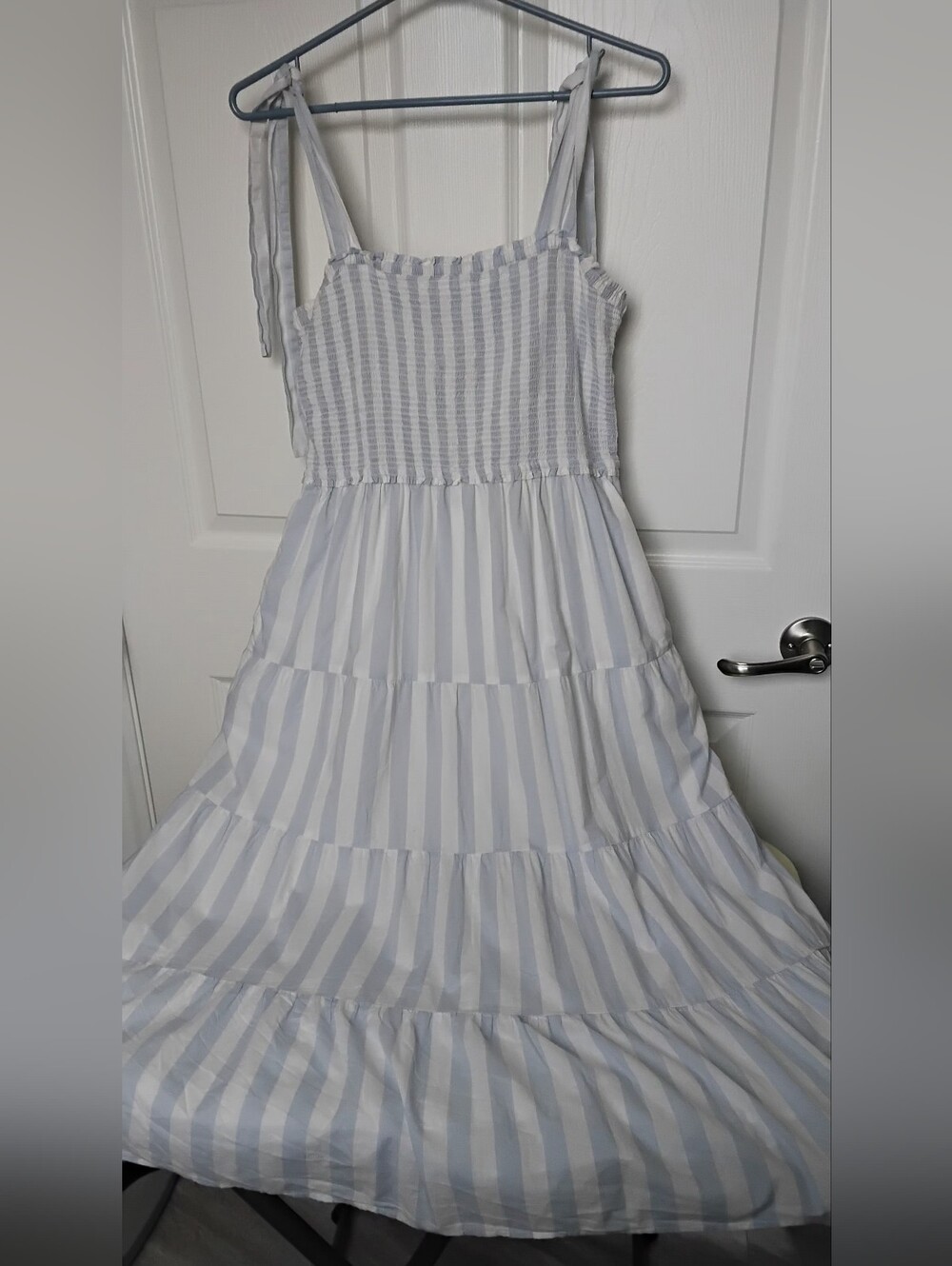 J. Crew Blue and White Beachy Coastal Smocked Dress